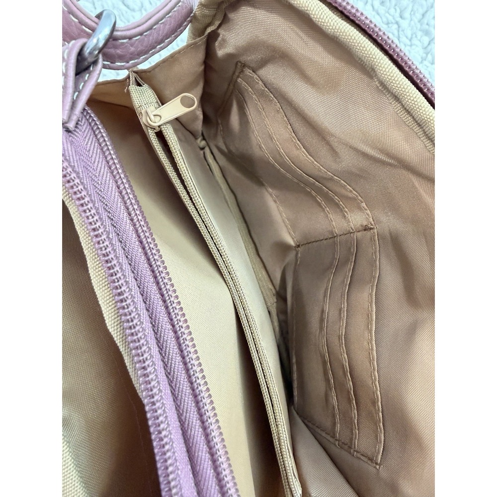 MultiSac Crossbody Bag Mauve Pink Faux Leather Multi Pocket Shoulder Purse - Picture 9 of 12